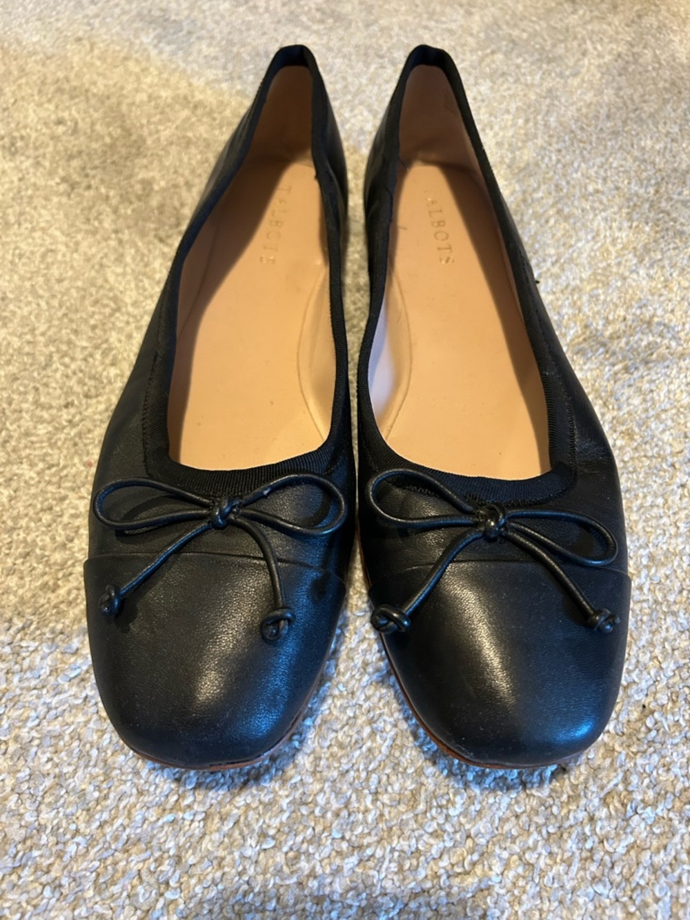 Talbots Black Leather Bow Ballet Flats